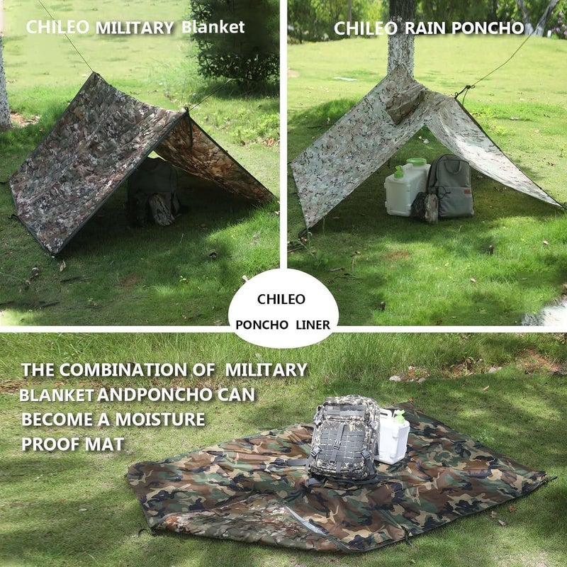 GHILEO Camo Poncho Liner, Army Blanket, Military Sleeping Bag, with A Compression Carrying Bag, for Traveling, Hiking, Camping, Outdoor Survival, Car Blanket - Image 4